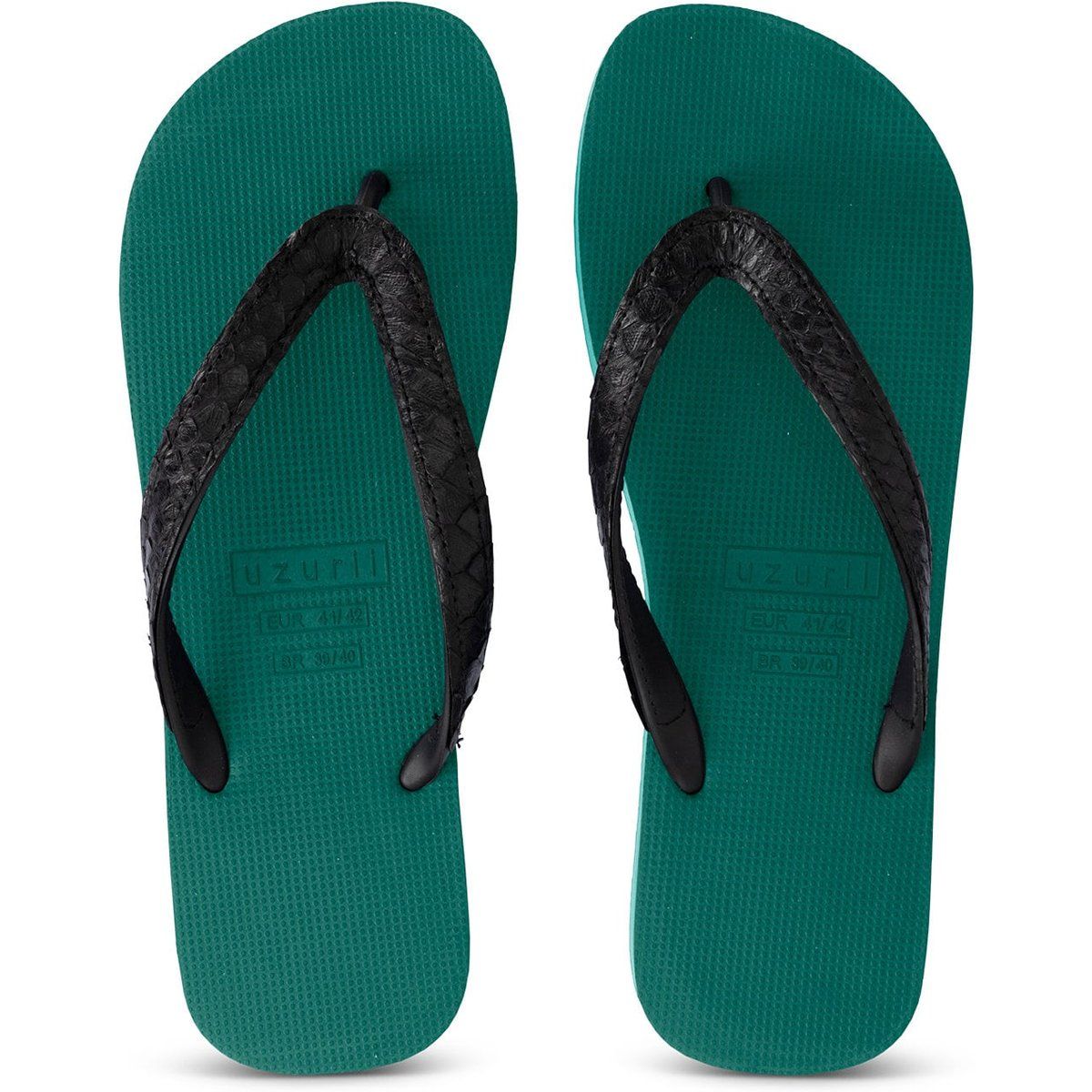 Grüne Flip-Flops mit Python-Riemen