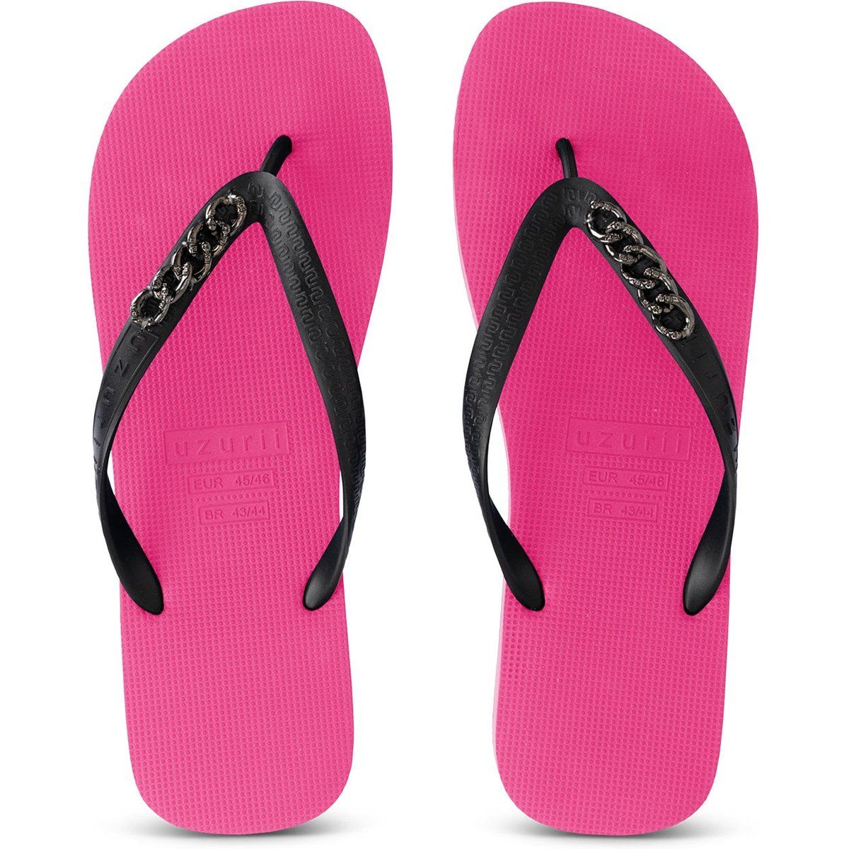 Neonpinke Flip-Flops mit Kette