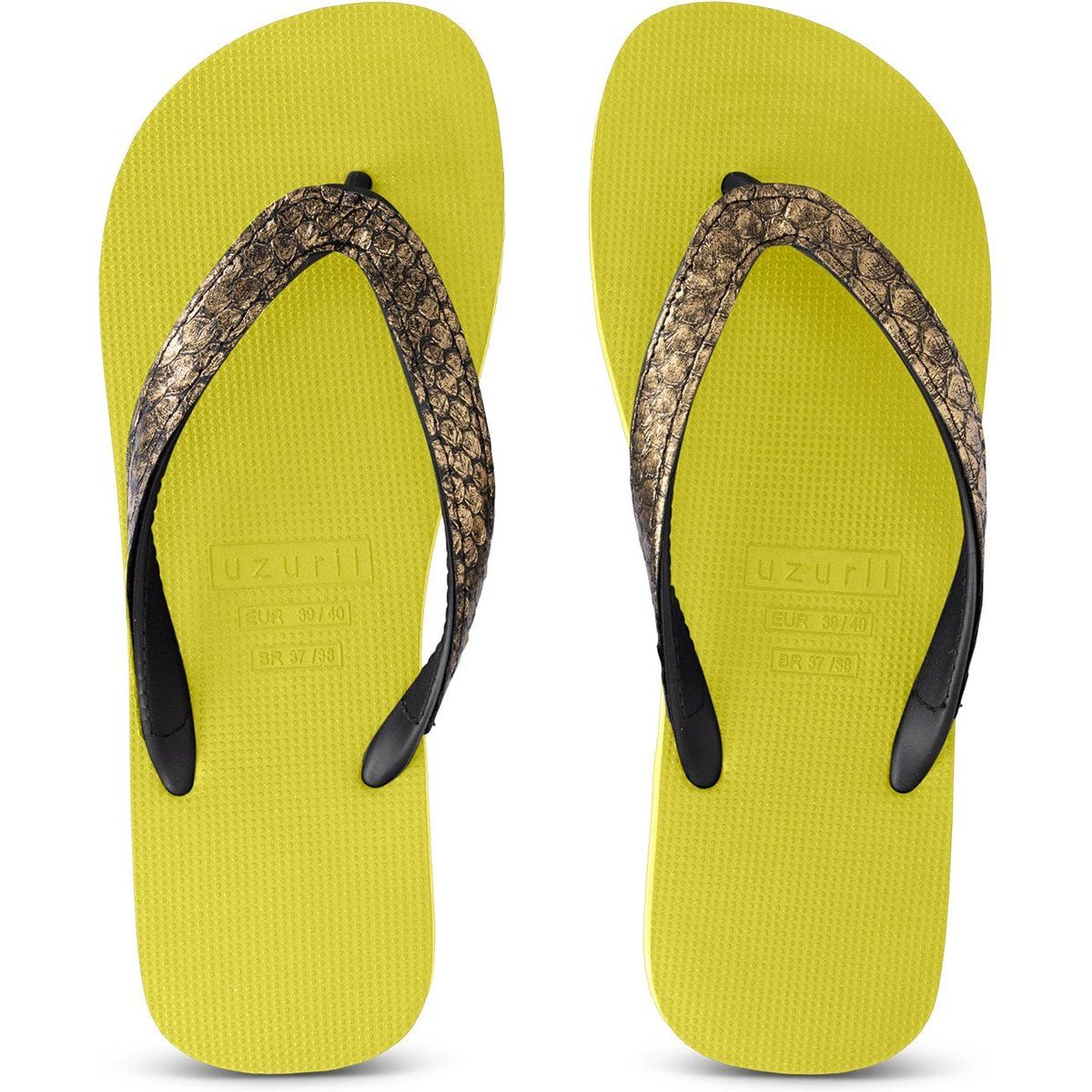 Python Bronze Flip Flops Neon Limette