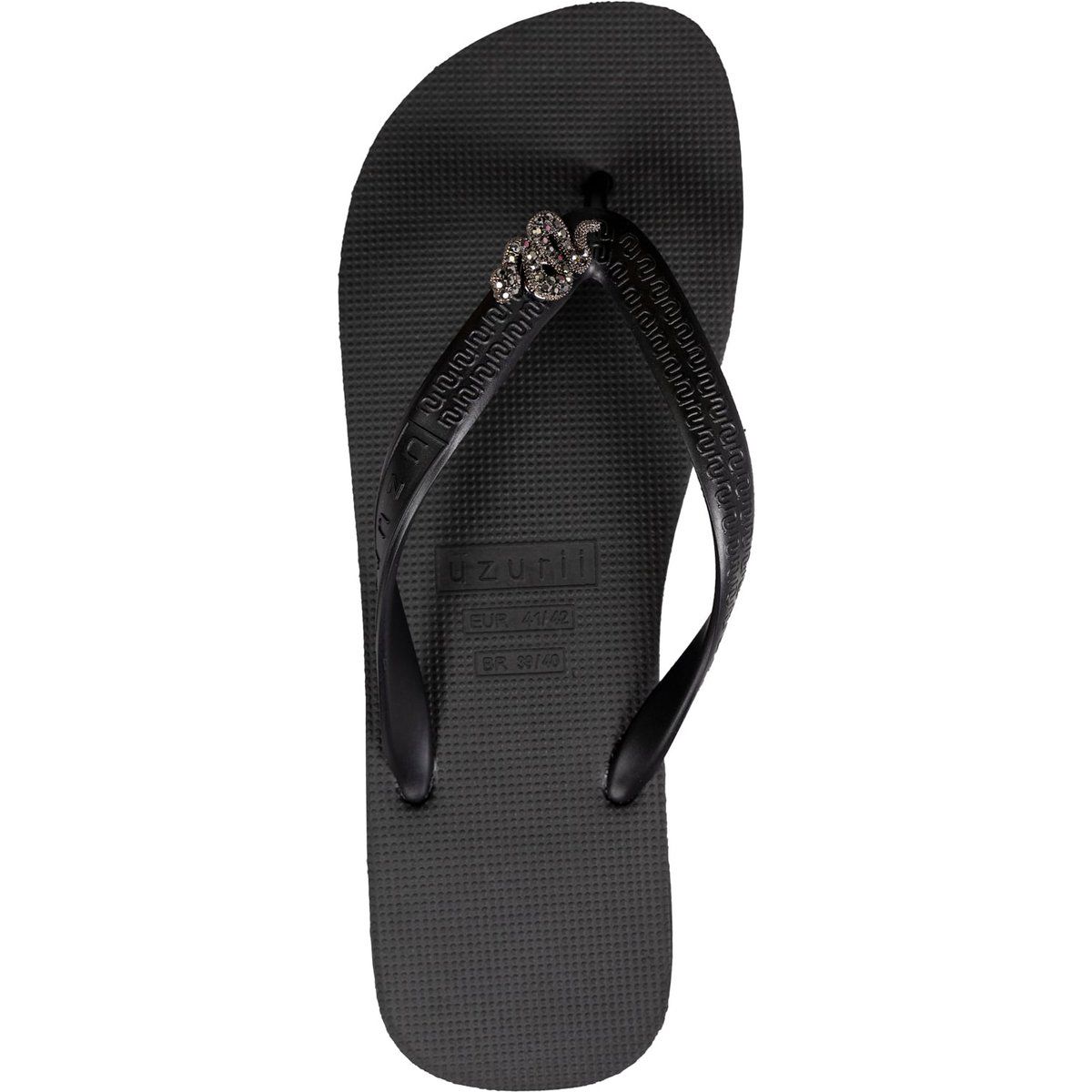 Schwarze verzierte Zehentrenner Sandale Flip-Flop