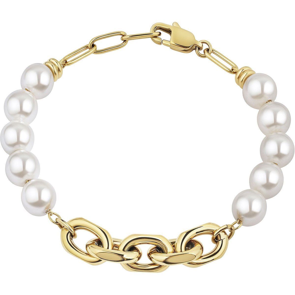 Perlen- und Goldketten-Armband
