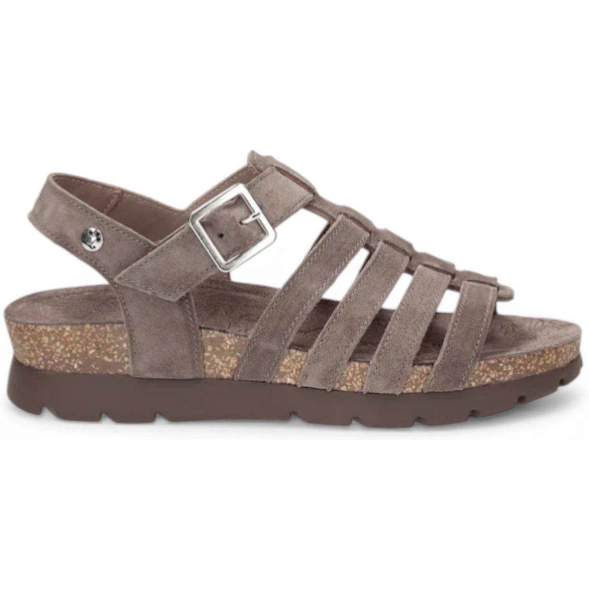 Graue Wildleder-Gladiator-Keilsandalen