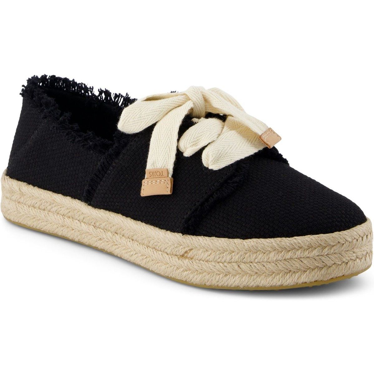 TOMS Carolina Lace Up Baumwoll Frauen Schwarze Strand-Espadrilles