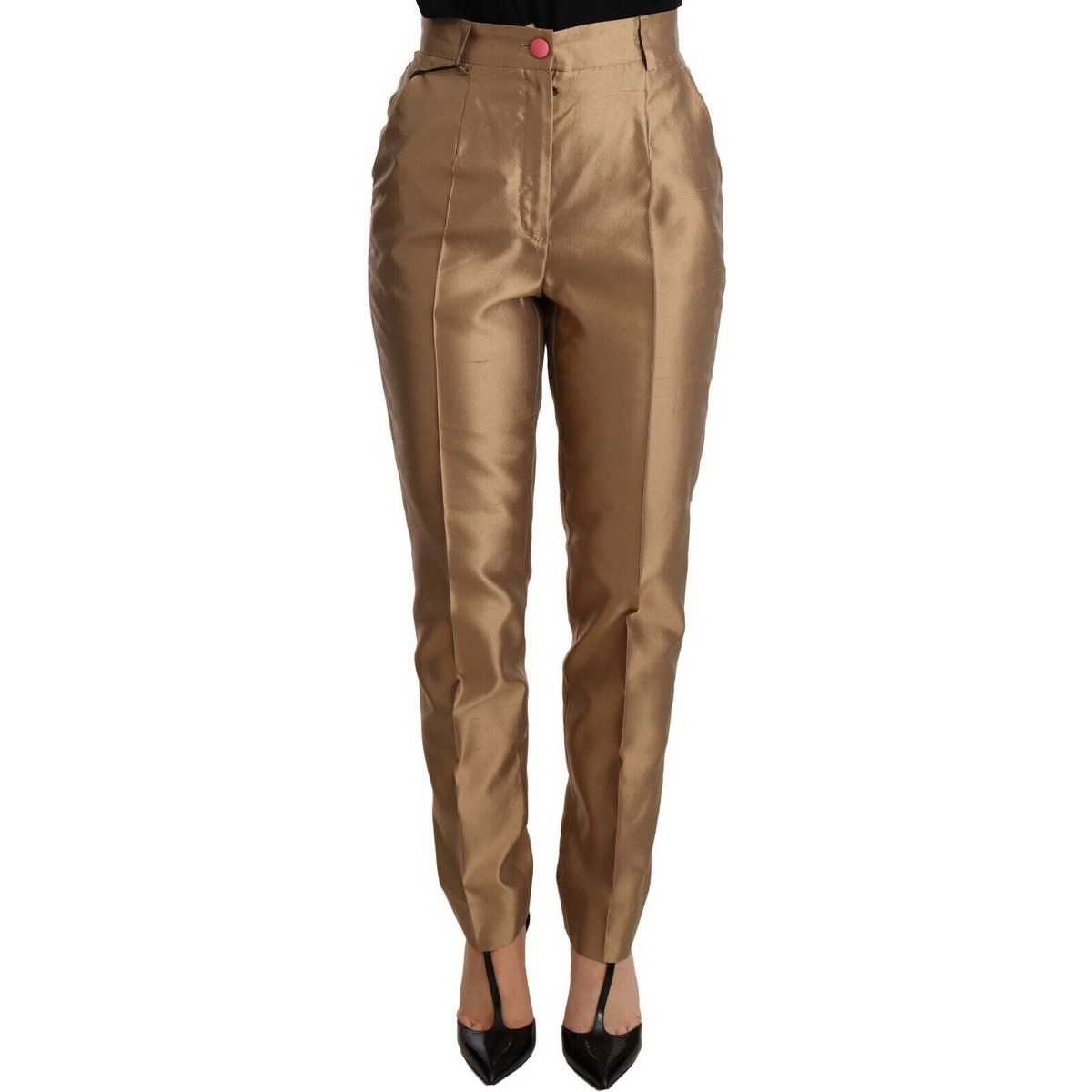 Hochtaillierte Seidenhose im Slim-Fit