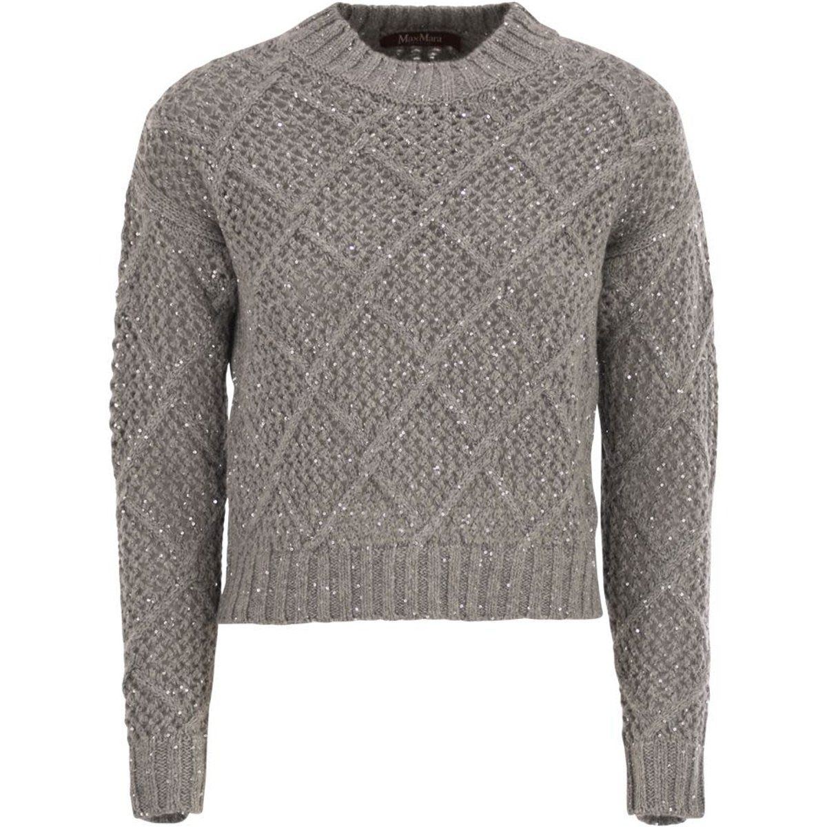 Kastiger Woll-Kaschmir-Pullover mit Pailletten