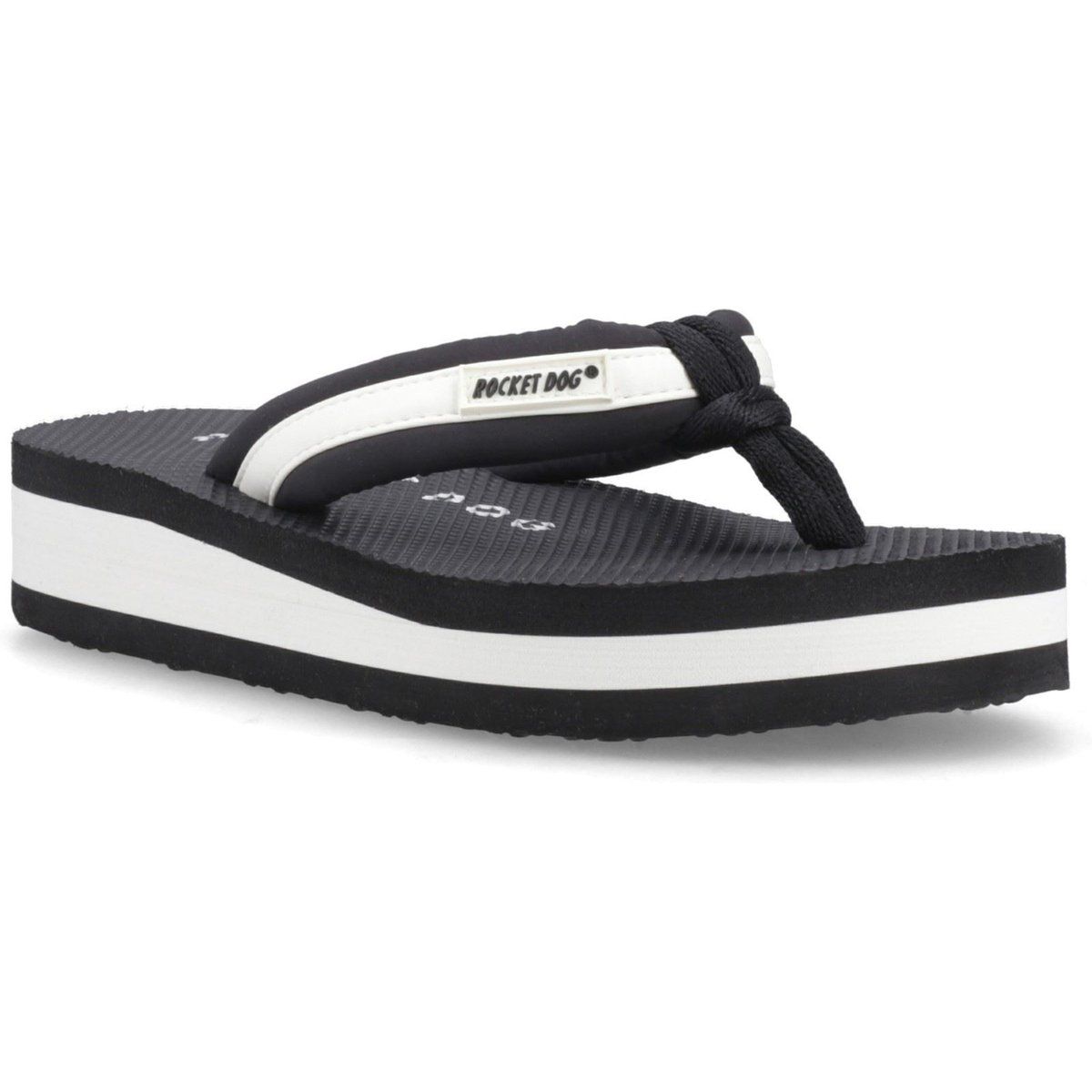 Rocket Dog Monica Nylon PU Textile Damen Schwarz/Creme Flip-Flops