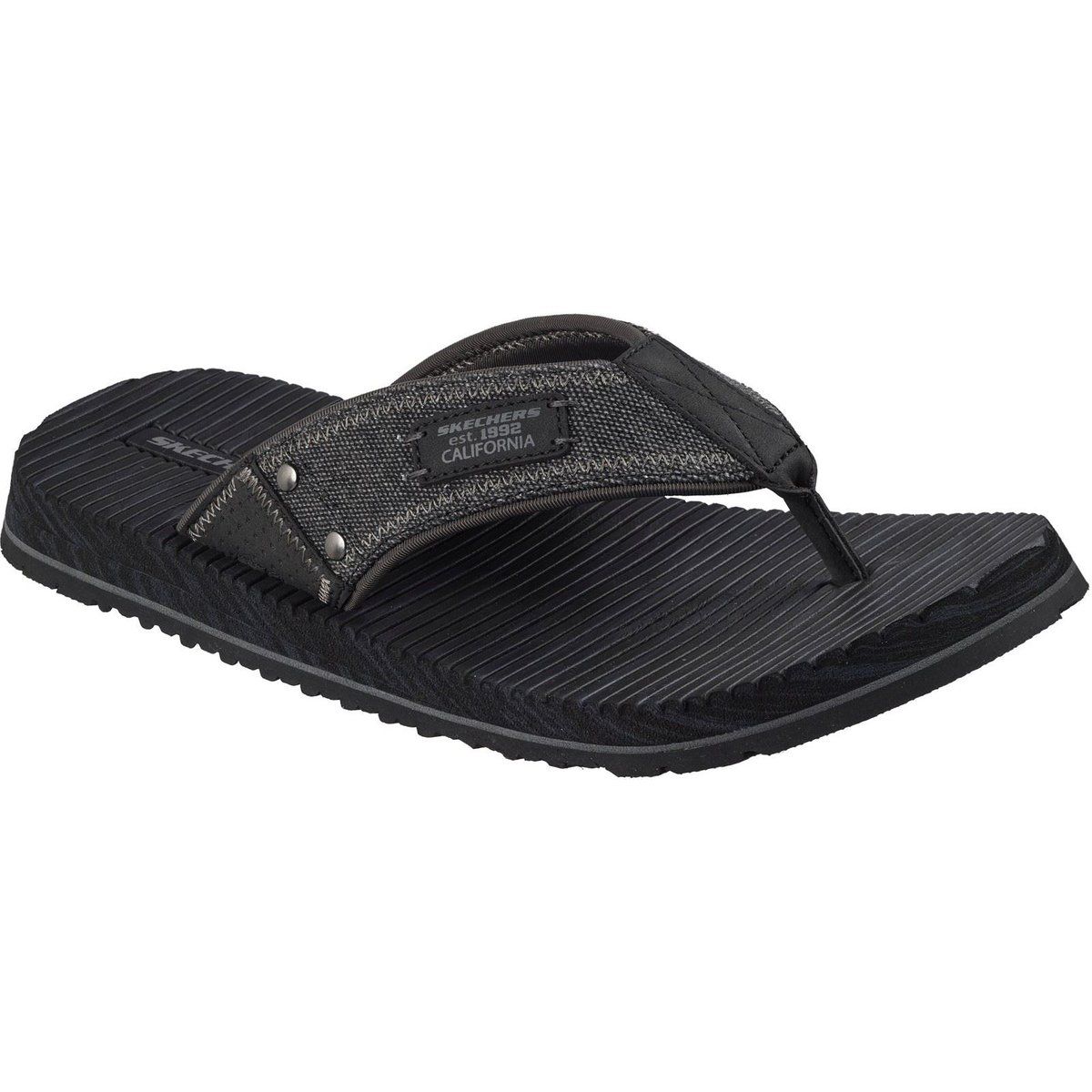 Skechers Quill Textil Herren schwarze Flip-Flops