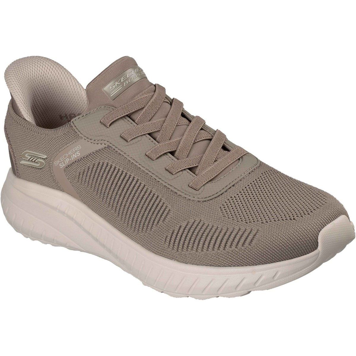 Skechers BOBS Sport Squad Chaos Solid Step Textil Herren Dunkel Taupe Sneakers