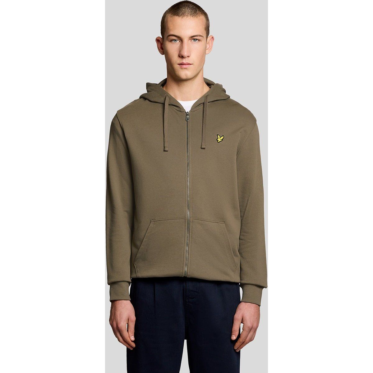 Herren Loopback Baumwoll-Hoodie mit durchgehendem Reißverschluss