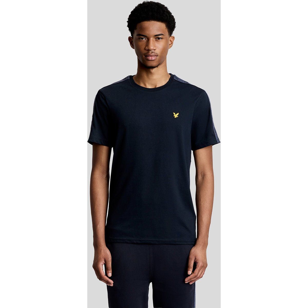 Herren T-Shirt mit Jacquardbesatz, normale Passform