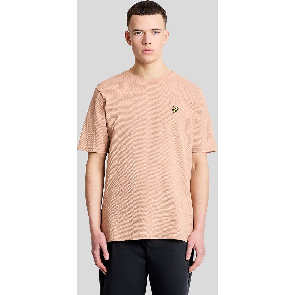 Texturiertes Jacquard-T-Shirt mit Rundhalsausschnitt