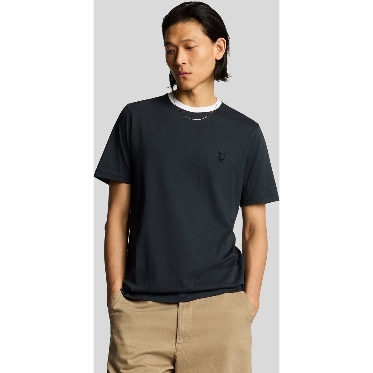 Baumwoll T-Shirt mit Kontrastbesatz