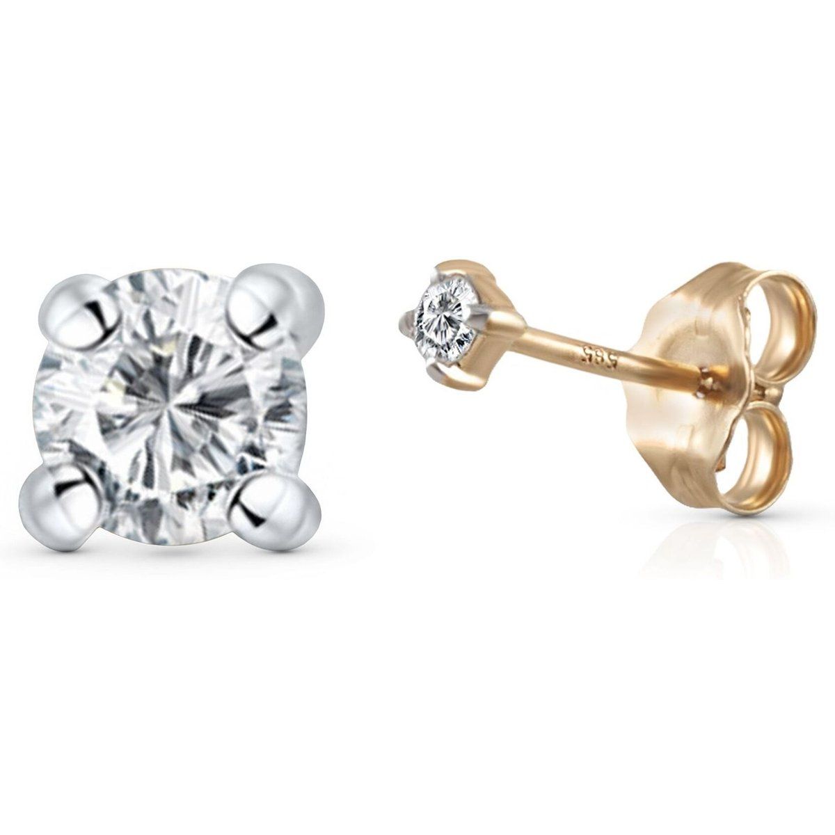 Diamantohrstecker Gelbgold