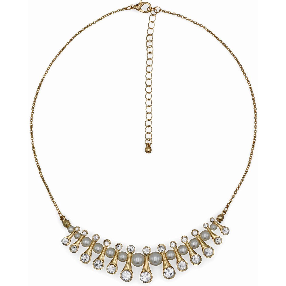 Elegantes Collier mit Kristallen und Perlen