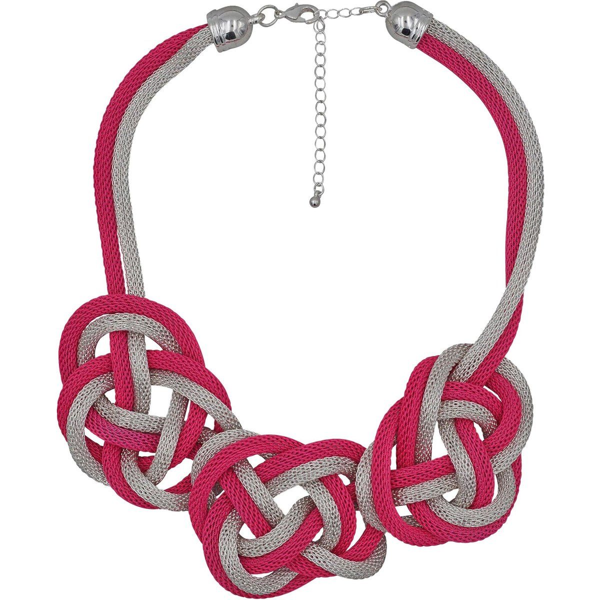 Statement-Knotenkette Pink und Silber