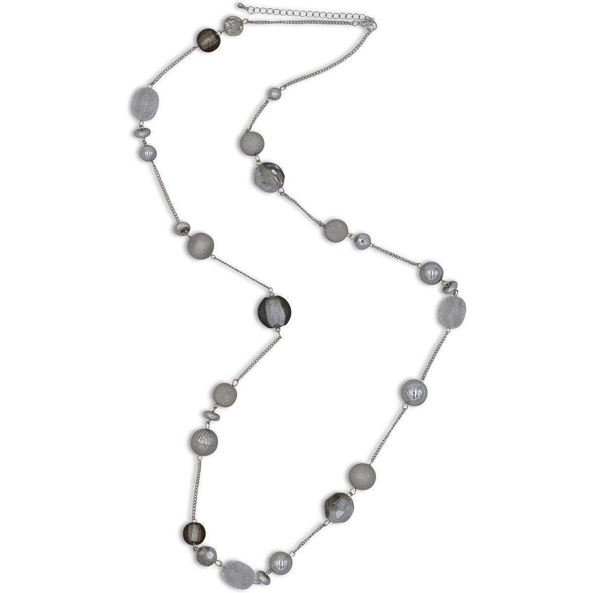 Rhodium-plattierte lange Perlenkette
