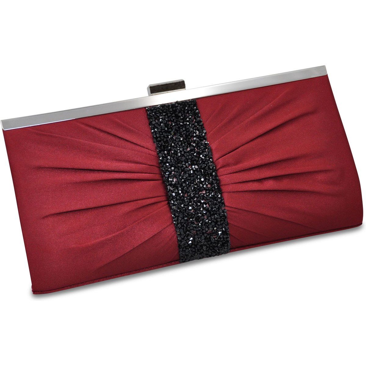 Elegante bordeauxfarbene Abendclutch mit Strass
