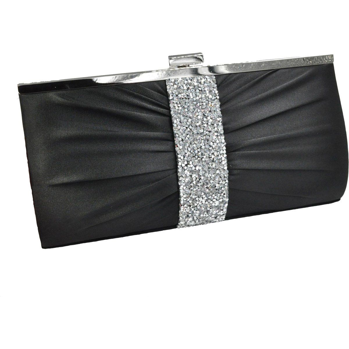 Elegante Satin Clutch mit Strass-Detail