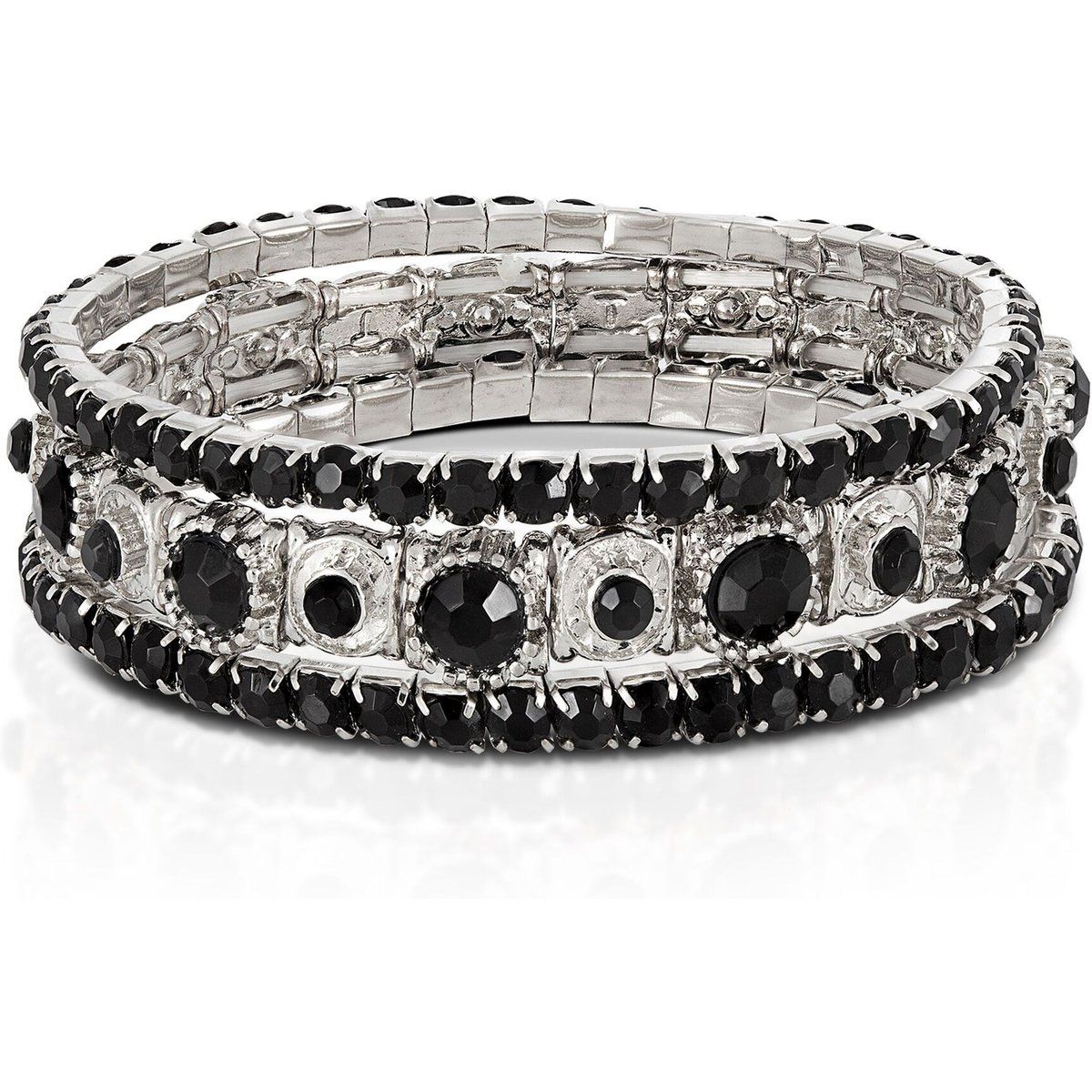 Set aus Strass-Stretcharmbändern
