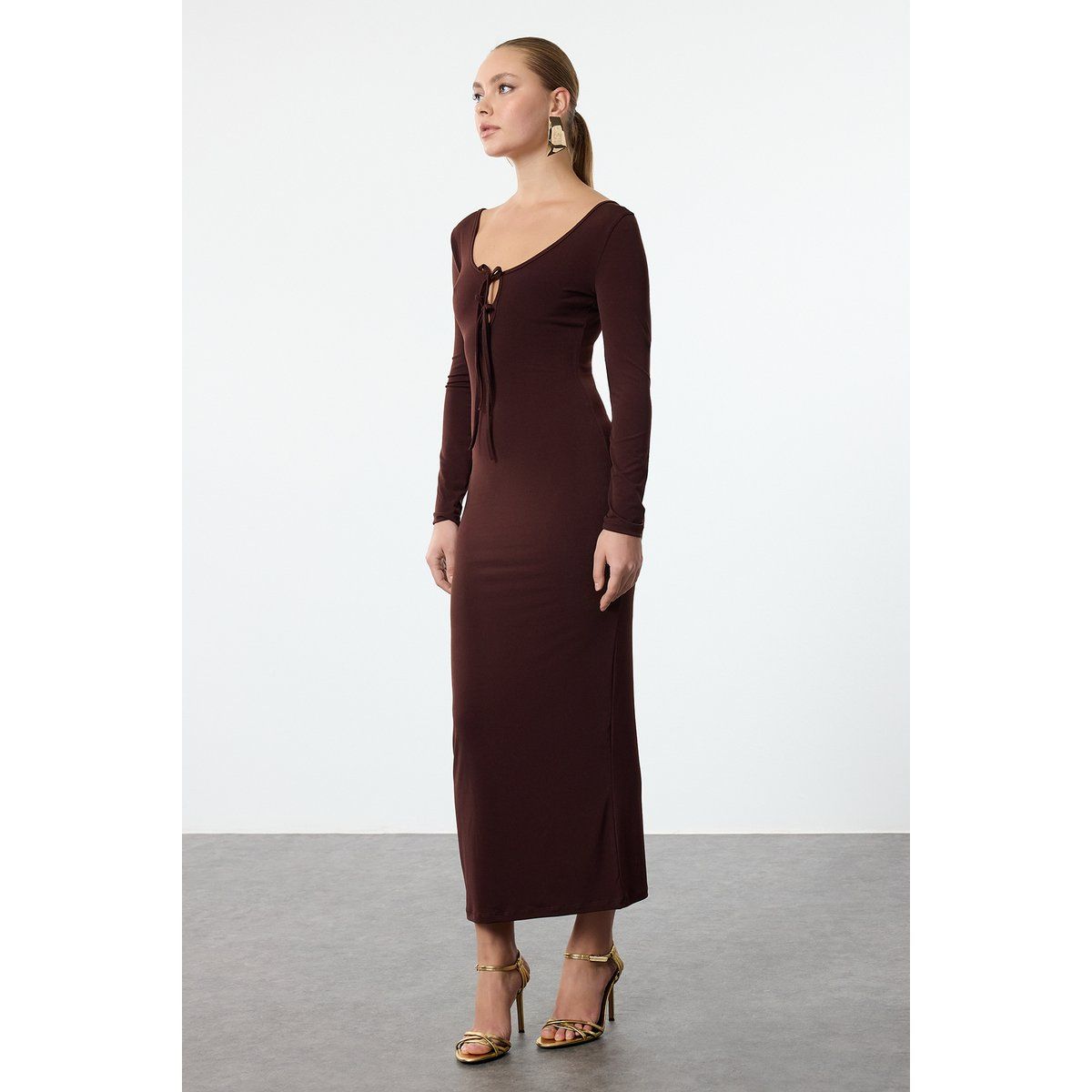 Langes, gerades, tailliertes Maxi-Cocktailkleid für Damen