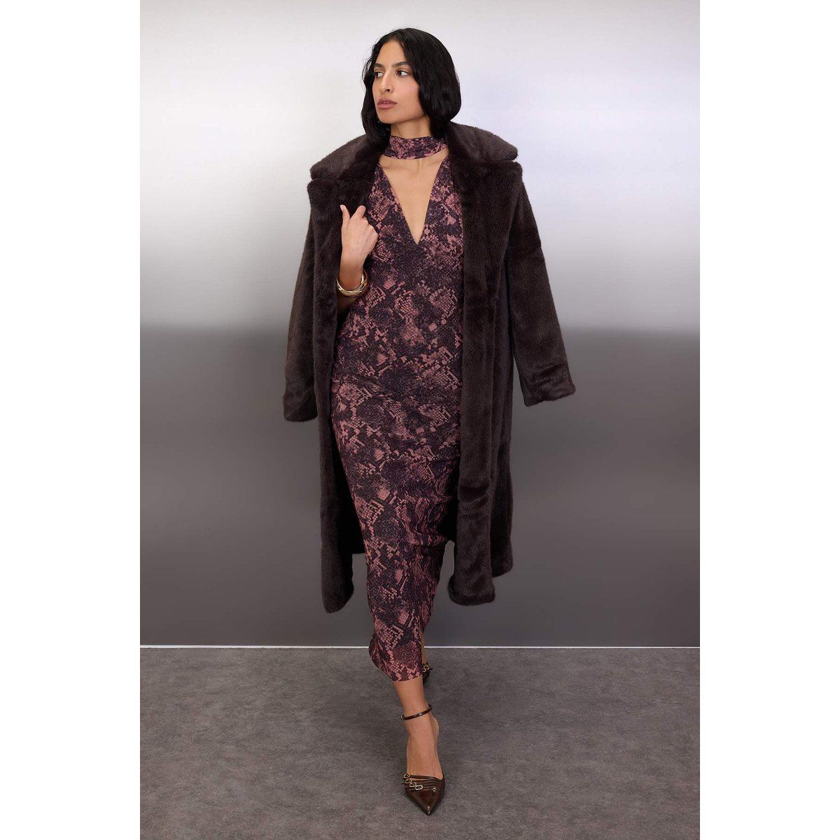Ärmelloses Maxikleid mit Tiermotiv