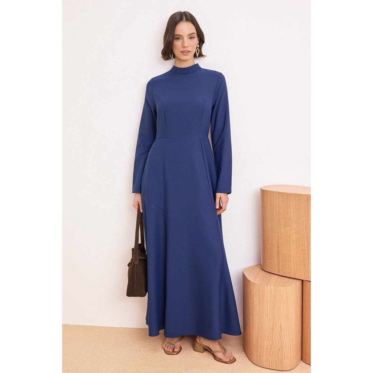 Elegantes Langarm Skater Hijab Kleid