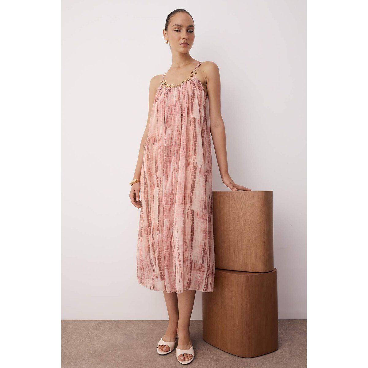 Ärmelloses A-Linien-Midikleid
