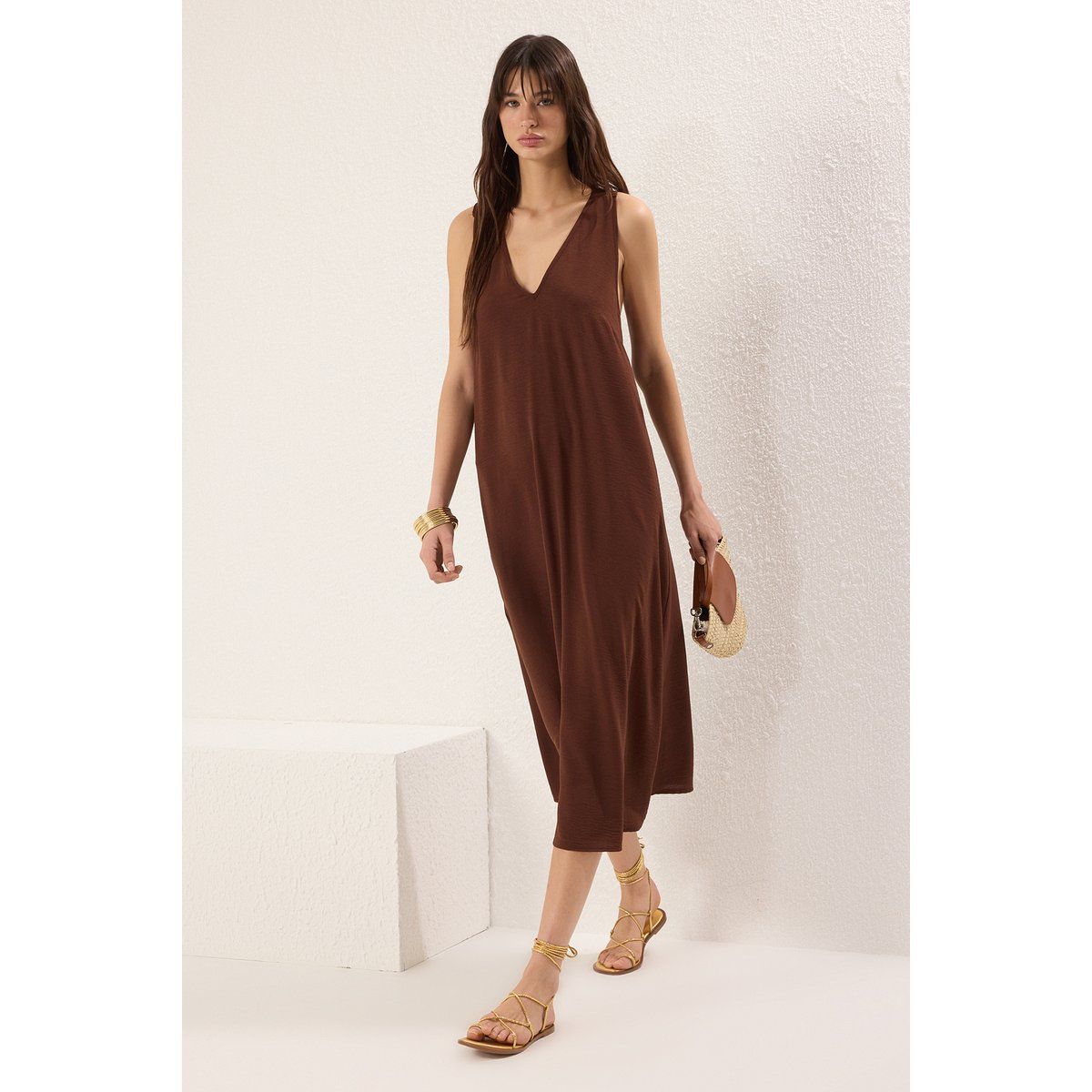 Lässiges, locker geschnittenes Maxikleid