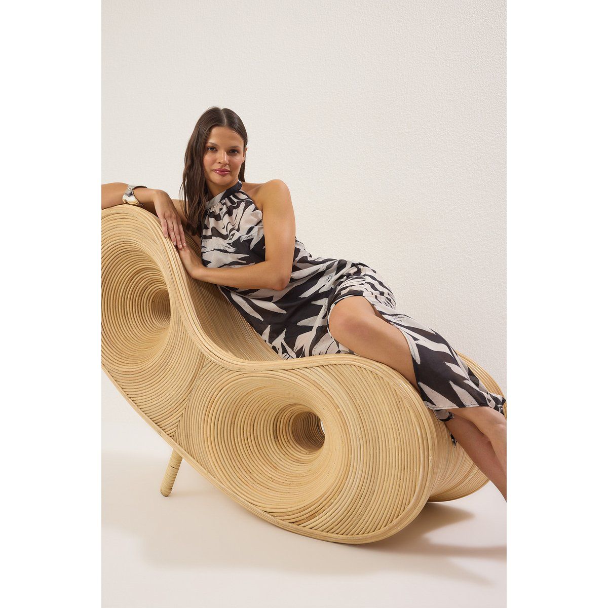 Ärmelloses Blumen-Maxi-Strandkleid