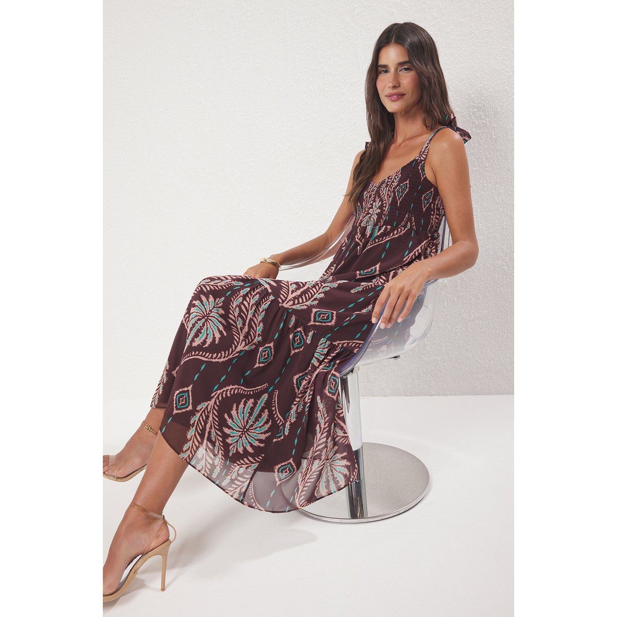 Locker fallendes Maxikleid mit Paisley-Muster