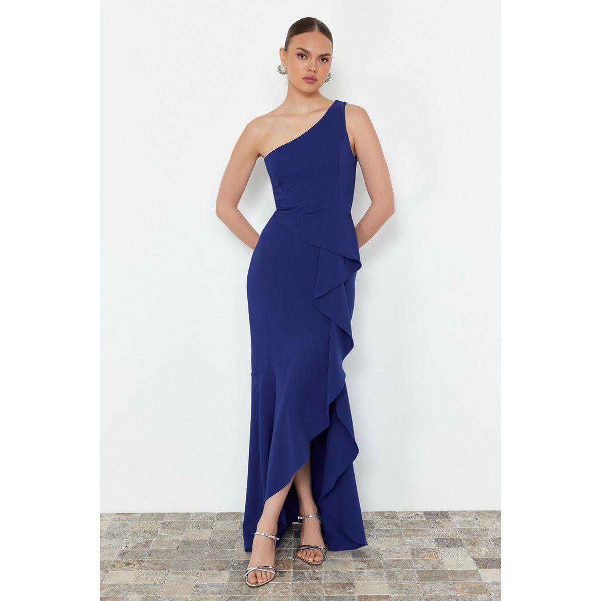 Elegantes, ärmelloses Maxi-Kleid mit Rüschen