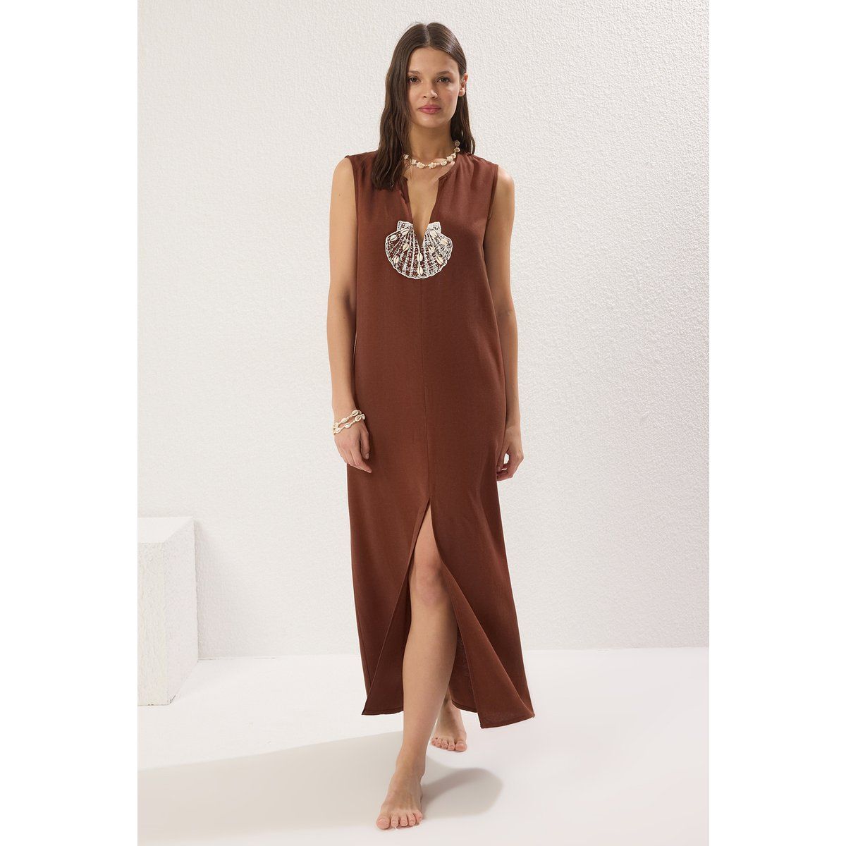 Gerades Maxi-Strandkleid für Damen