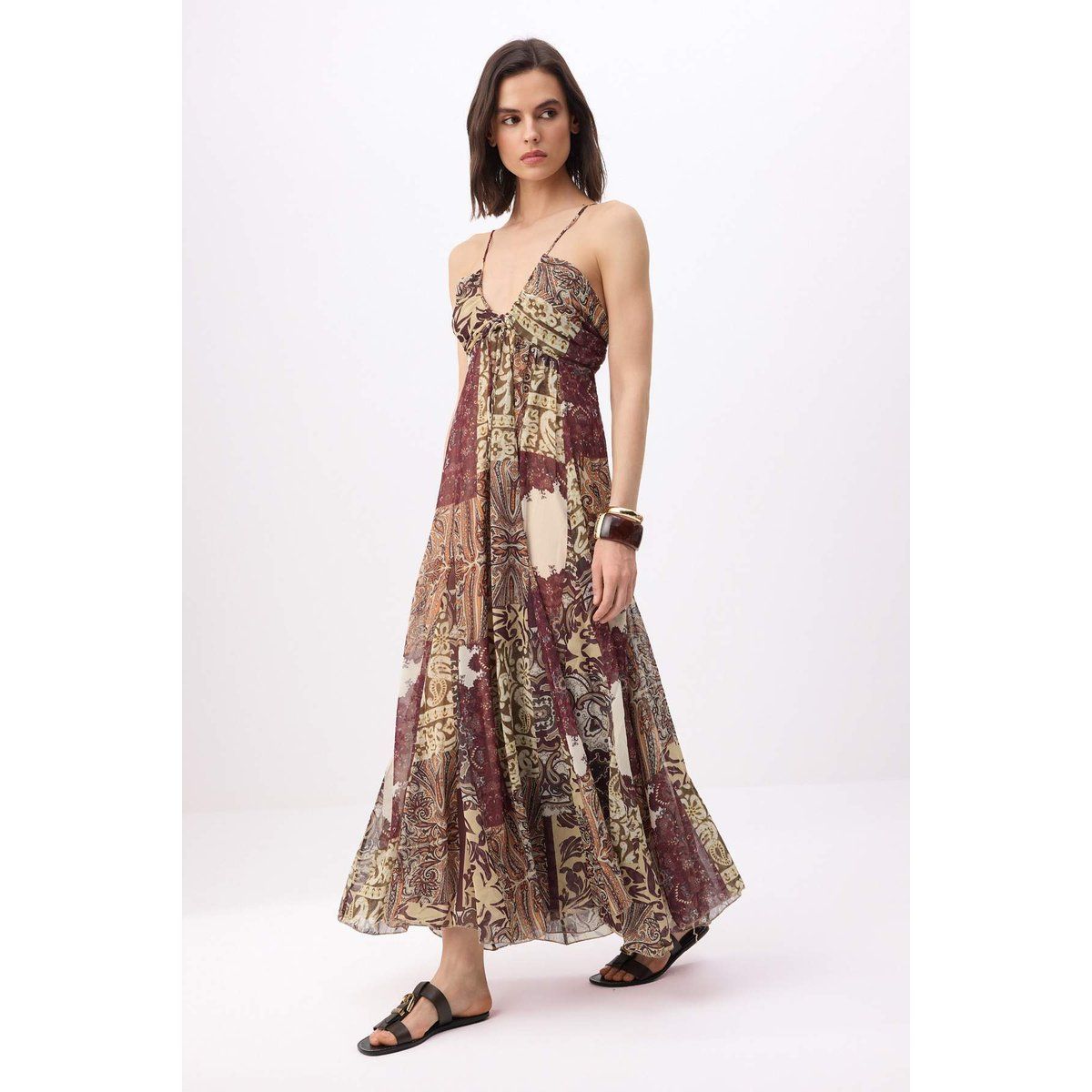 Ärmelloses Maxikleid mit Paisley-Muster