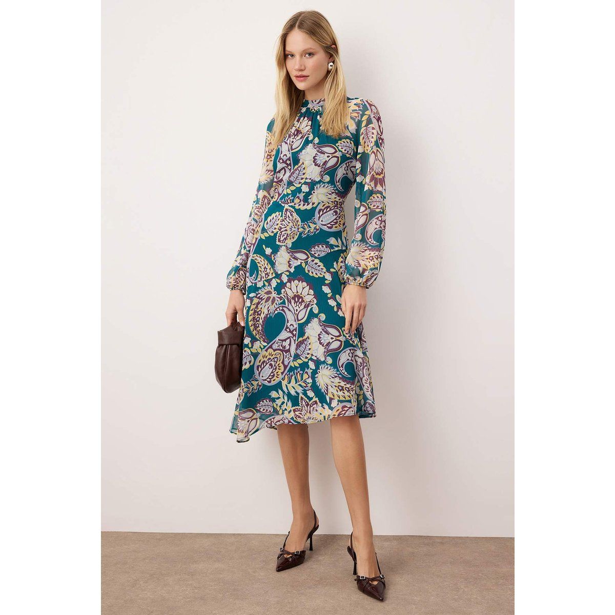 Elegantes A-Linien-Kleid mit Paisleymuster