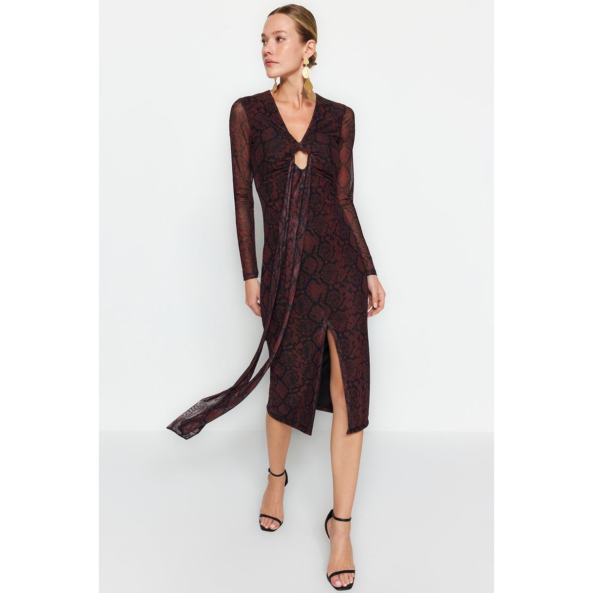 Midi-Cocktailkleid mit Schlangenmuster