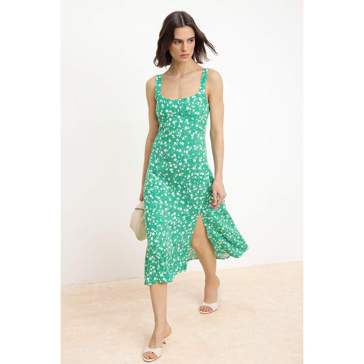 A-Linien-Midikleid mit Blumenmuster