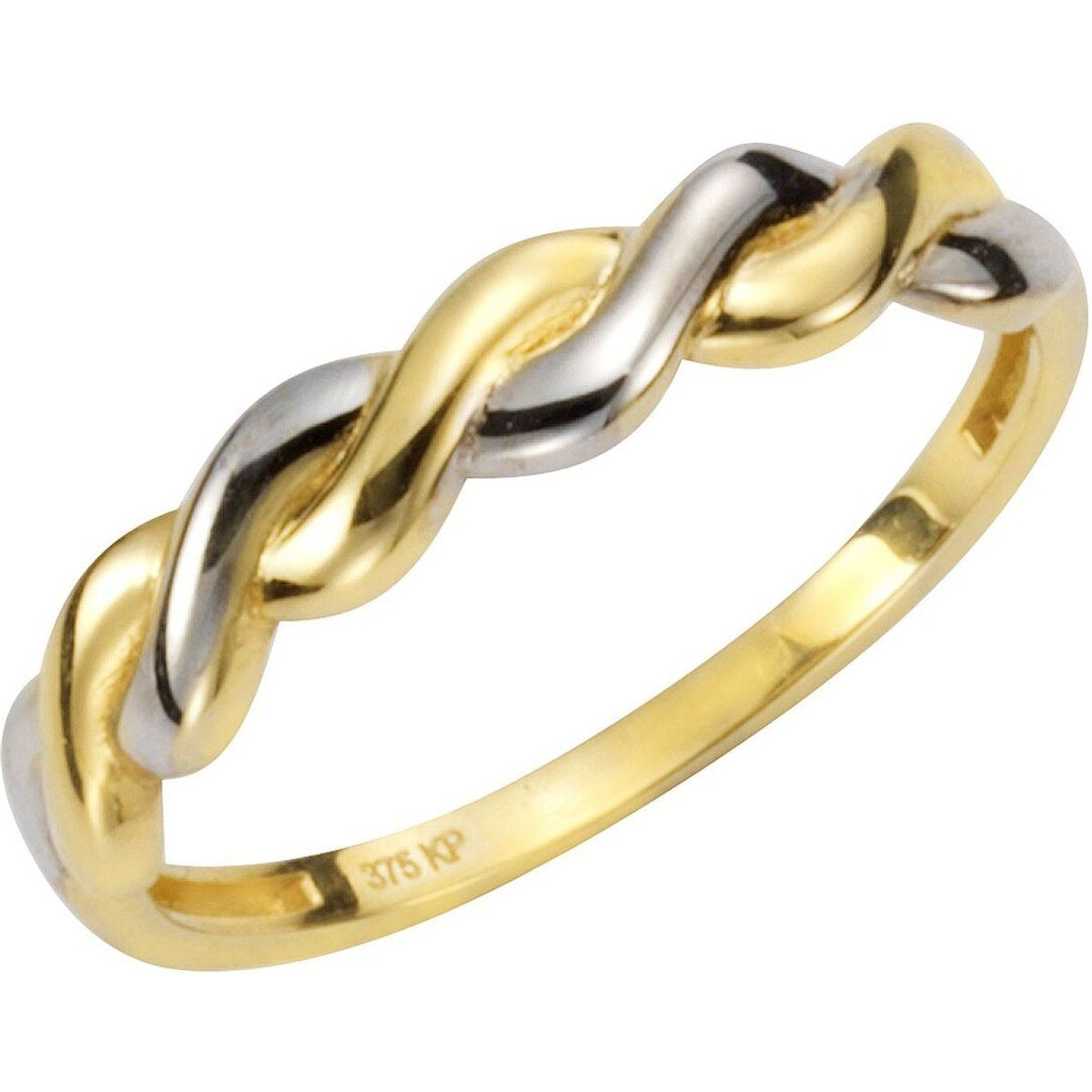 Zweifarbiger Ring aus Gold mit Dreh-Design