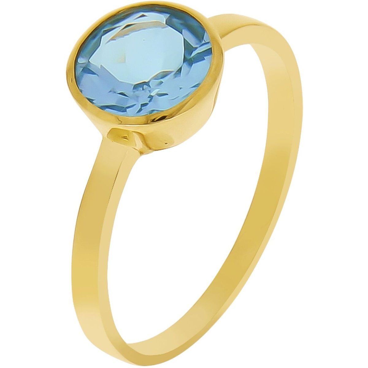 Goldener Ring mit rundem Blautopas