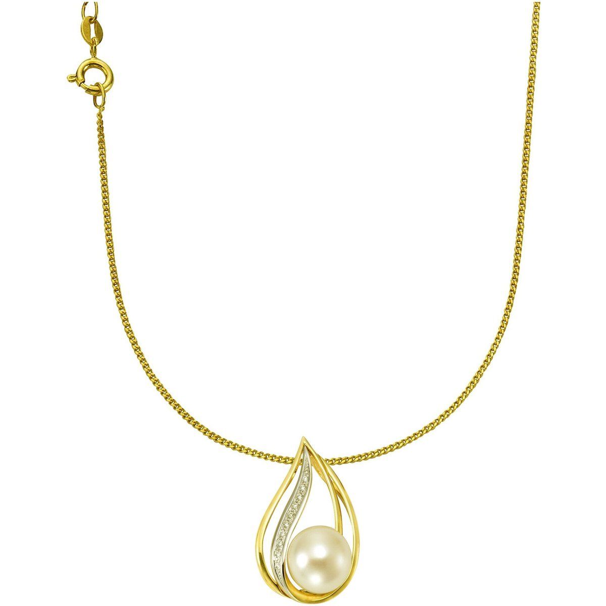 Elegante Perlen- und Diamanthalskette