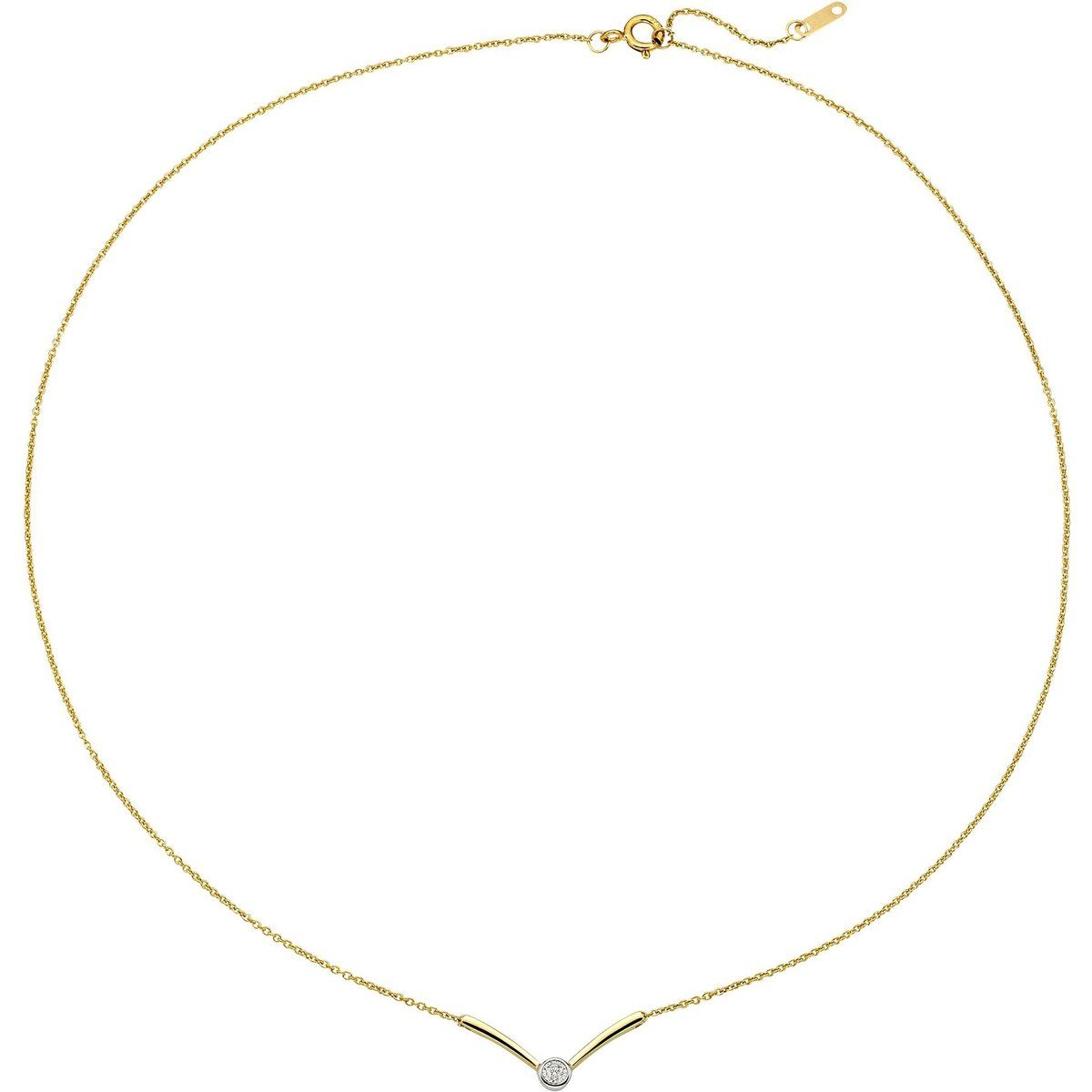 Zweifarbige Goldhalskette mit Brillant