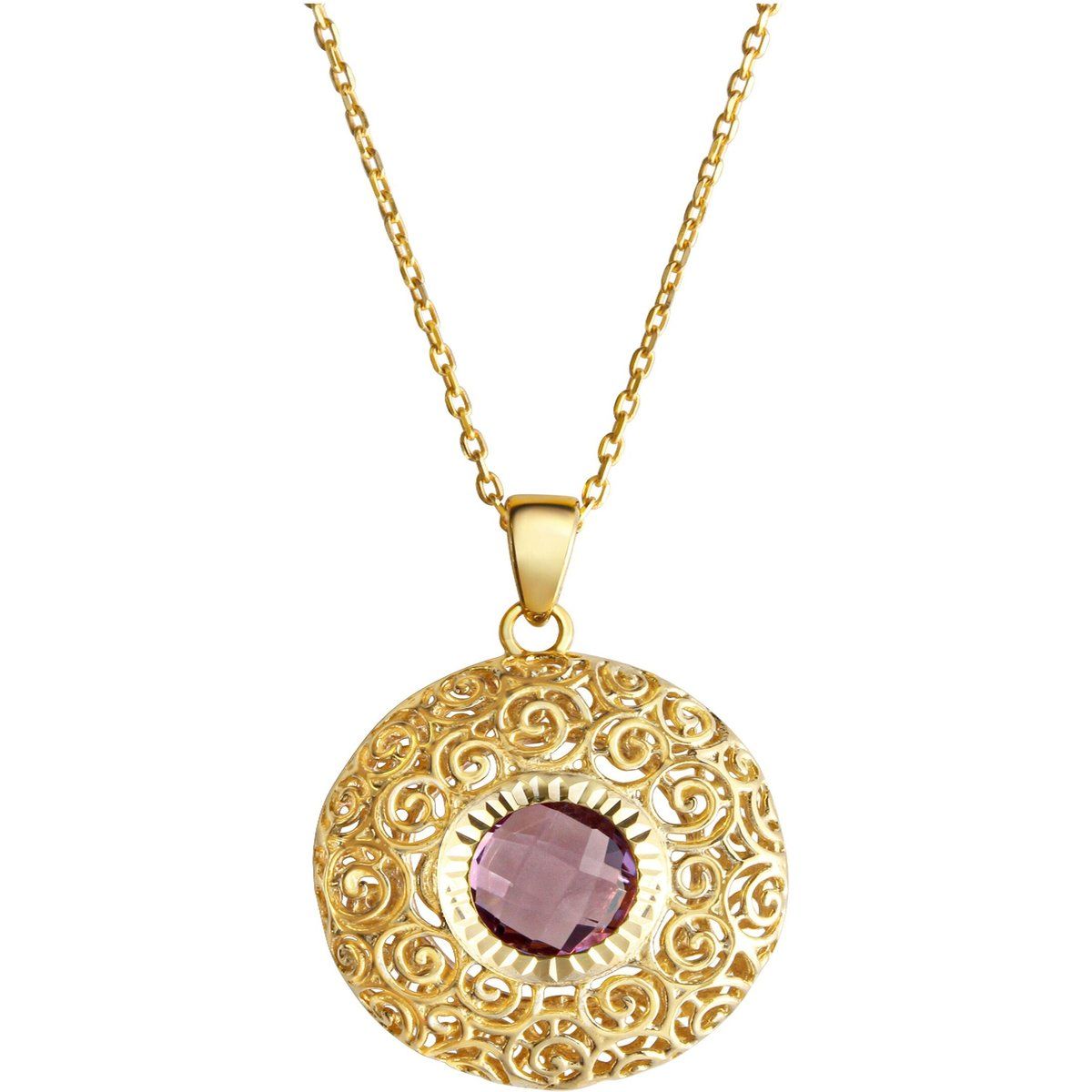 Filigraner Goldanhänger mit Amethyst