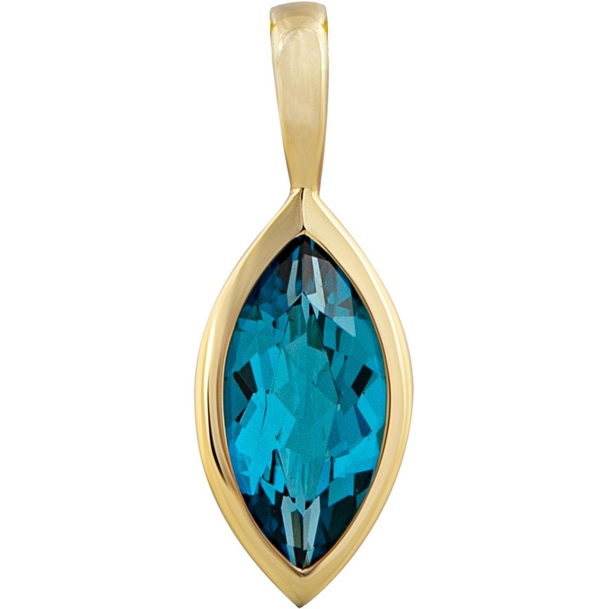 Blauer Topas Navette Gold Anhänger