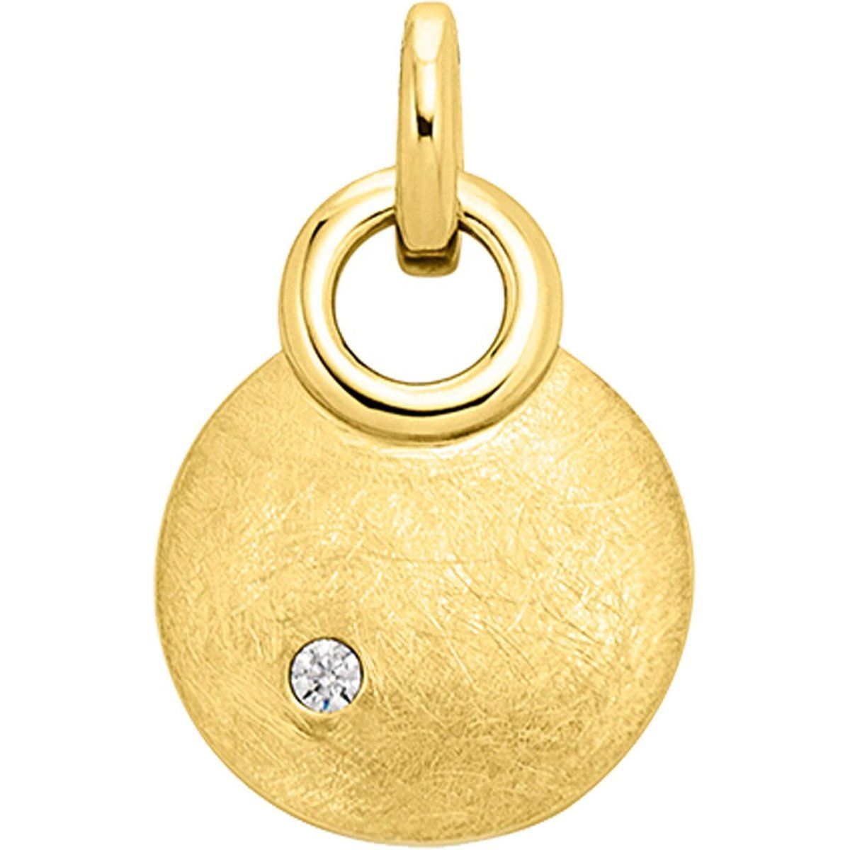 Mattierter runder Goldanhänger mit Diamant