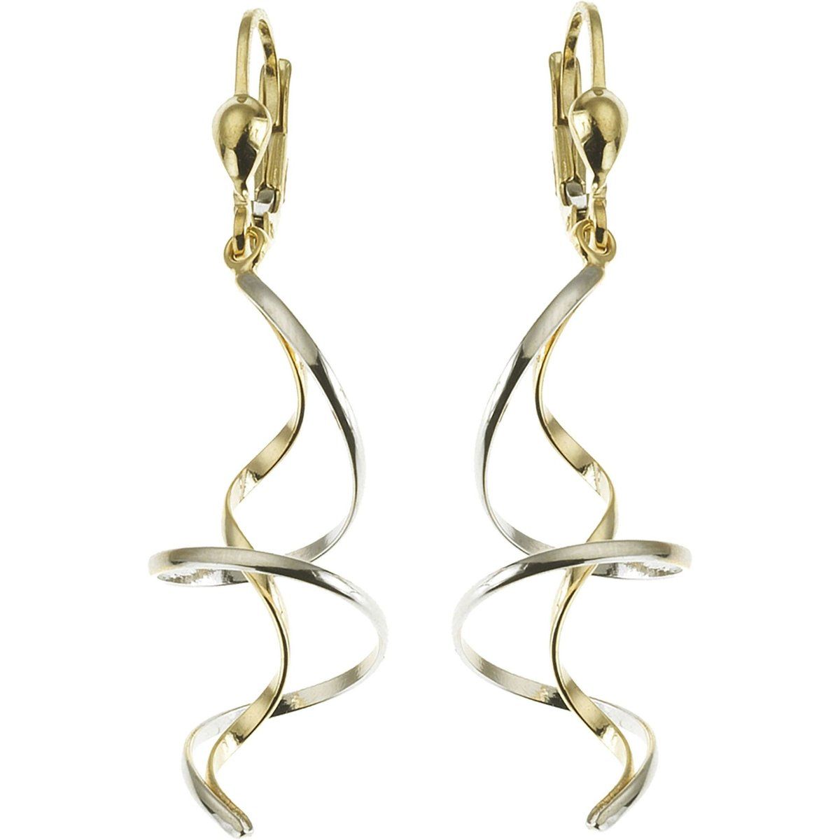 Zweifarbige Goldene Spiral-Ohrhänger