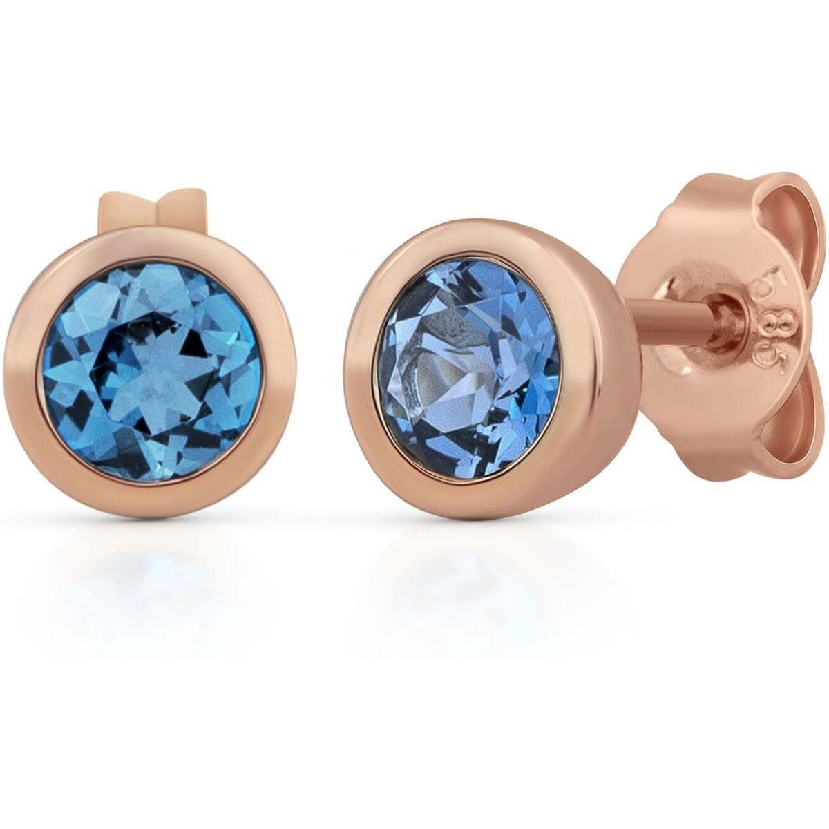 Roségold Ohrstecker mit blauem Topas