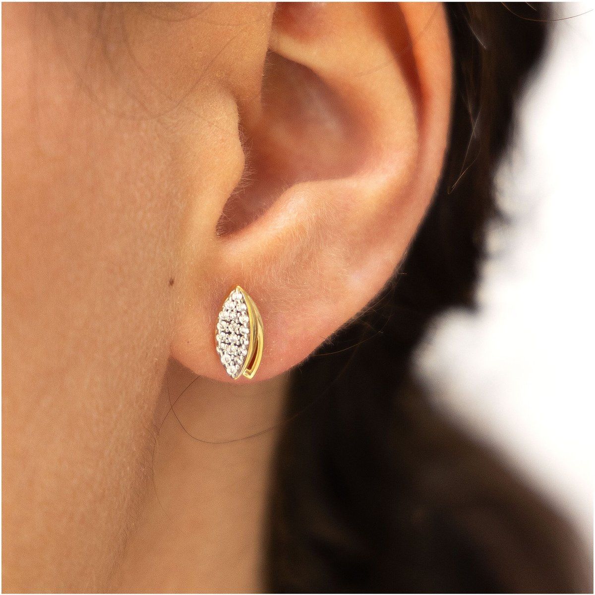 Marquise-Ohrstecker mit Zirkonia-Pavé