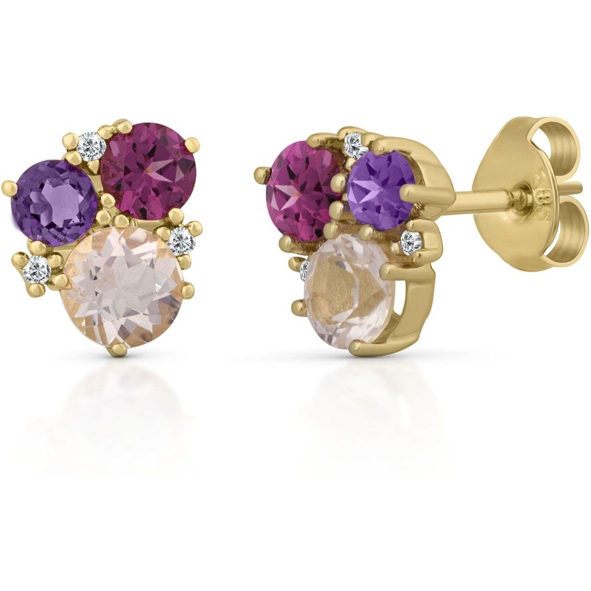 Edelsteinohrstecker Gold Amethyst Quarz