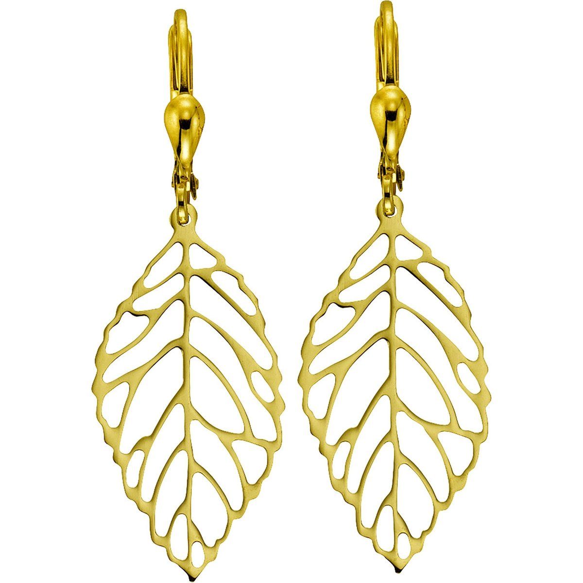 Goldene Blatt-Ohrhänger
