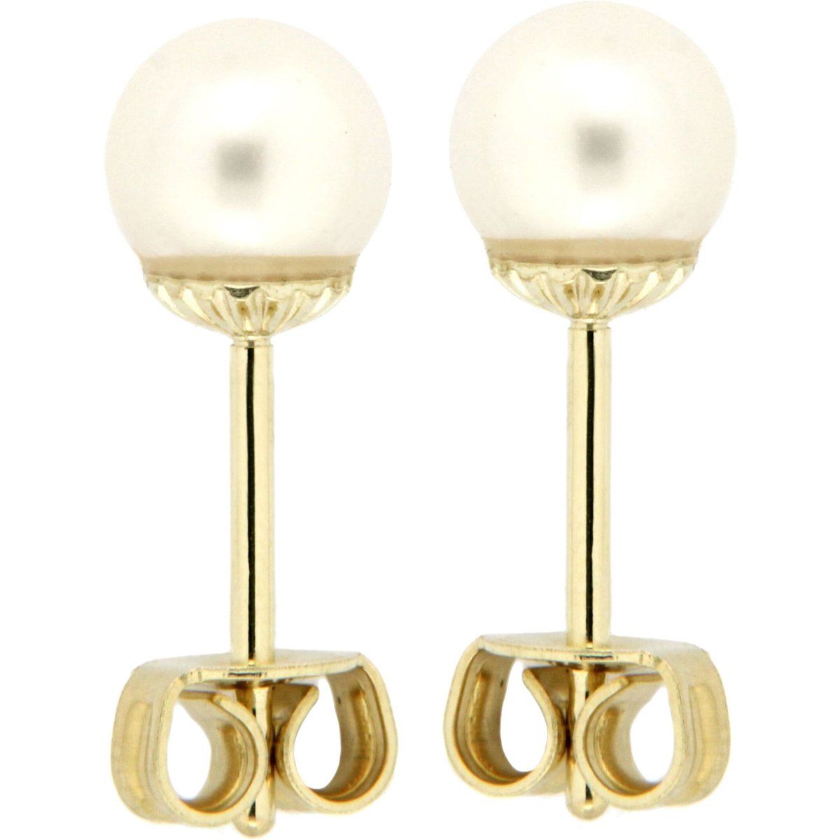 Ohrstecker mit Perlen in Gelbgold