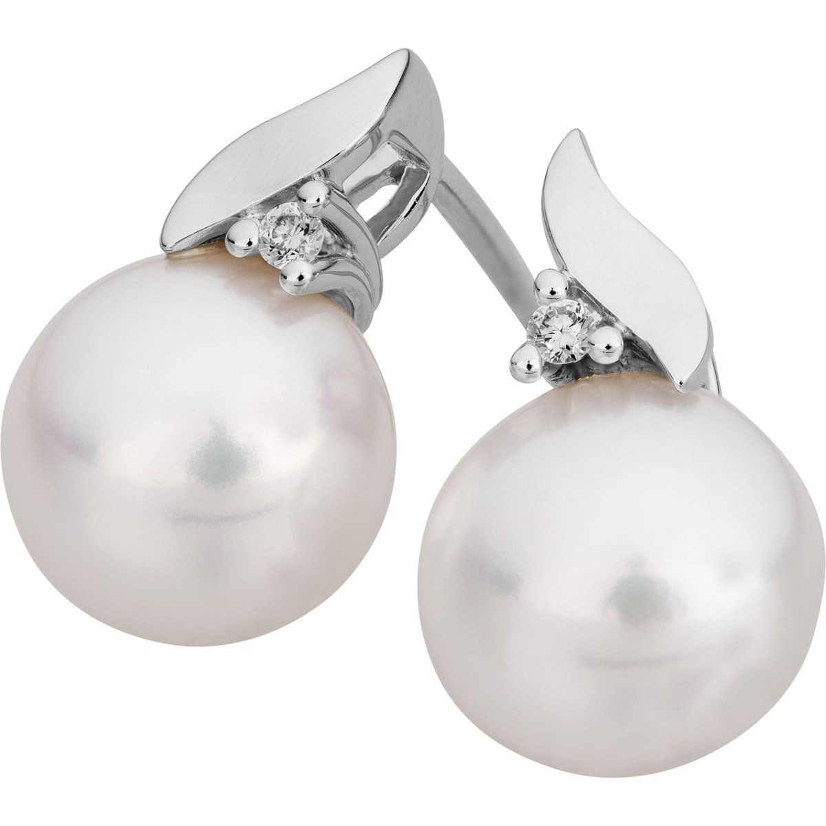 Perlenohrstecker mit Diamanten